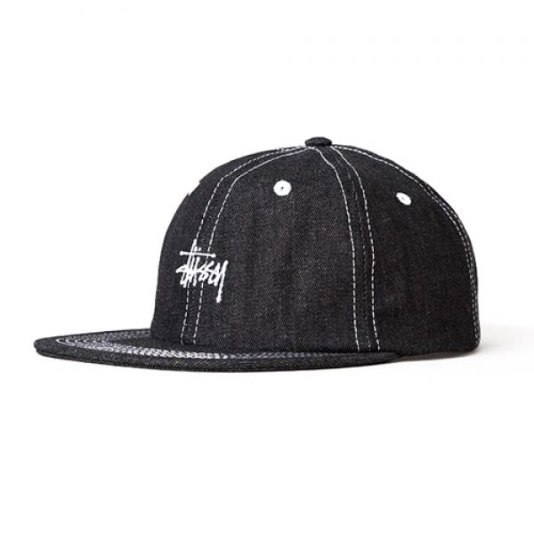 CONTRAST STITCH DENIM STRAPBACK-BLK